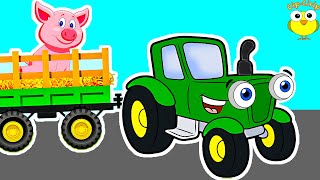 Tractorul cu animale (sunetele animalelor) - Cantece pentru copii (desene animate) | Cip-Cirip