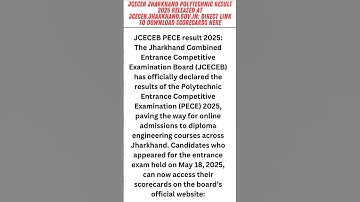 JCECEB Jharkhand Polytechnic result 2025 released at jceceb.jharkhand.gov.in: Direct link #jceceb