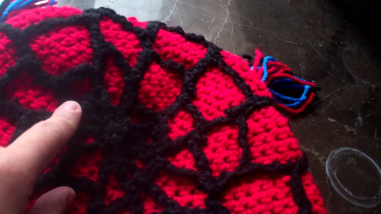 Crochet Spiderman Beanie with earflaps «Fresh Off the Hook». 