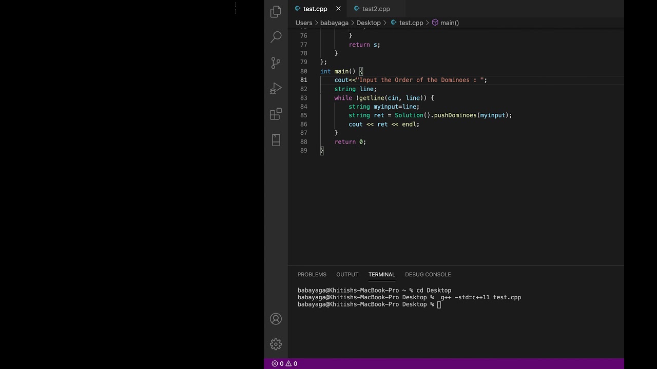 C++ implementation of Stack Pushing Game(Push Dominoes Game) - YouTube