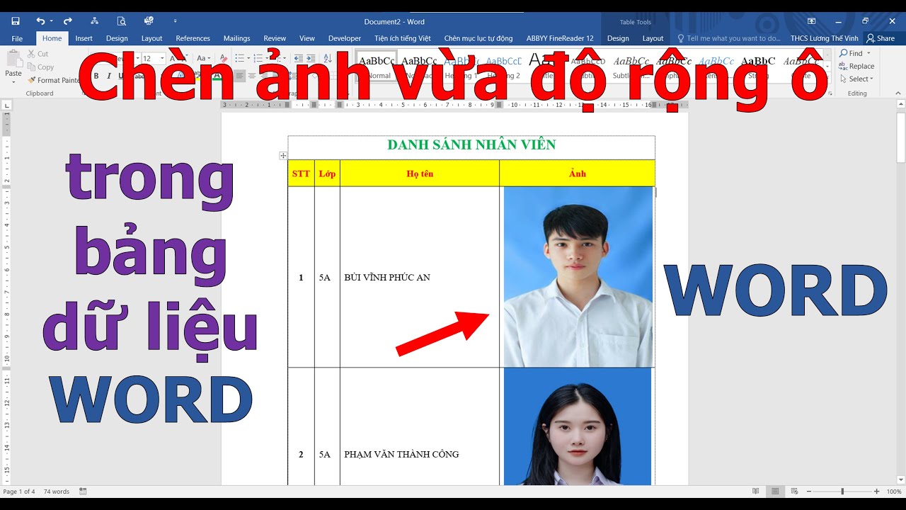 Cách Chèn Ảnh Vừa Độ Rộng Ô Trong Bảng Dữ Liệu Word ❤ Việt Nam Channel ❤ -  Youtube