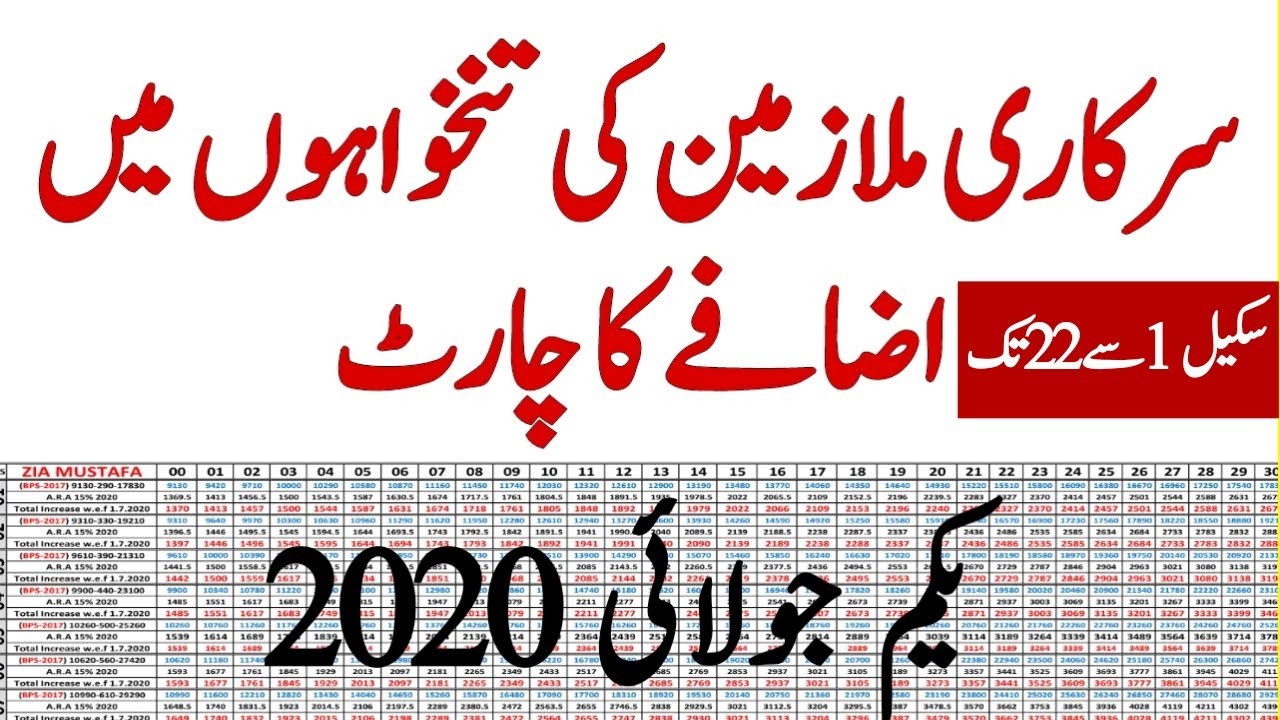 Scales Wise Chart 1st July 2020 for Govt Employees l Increase Pay in