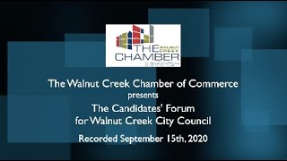 Walnut Creek City Council Candidates Forum 2020