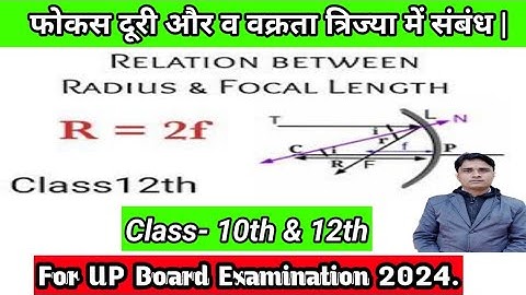 Relation Between F & R |फोकस दूरी और वक्रता त्रिज्या में संबंध|UP Board Exam 2024|Class- 10 & 12 |