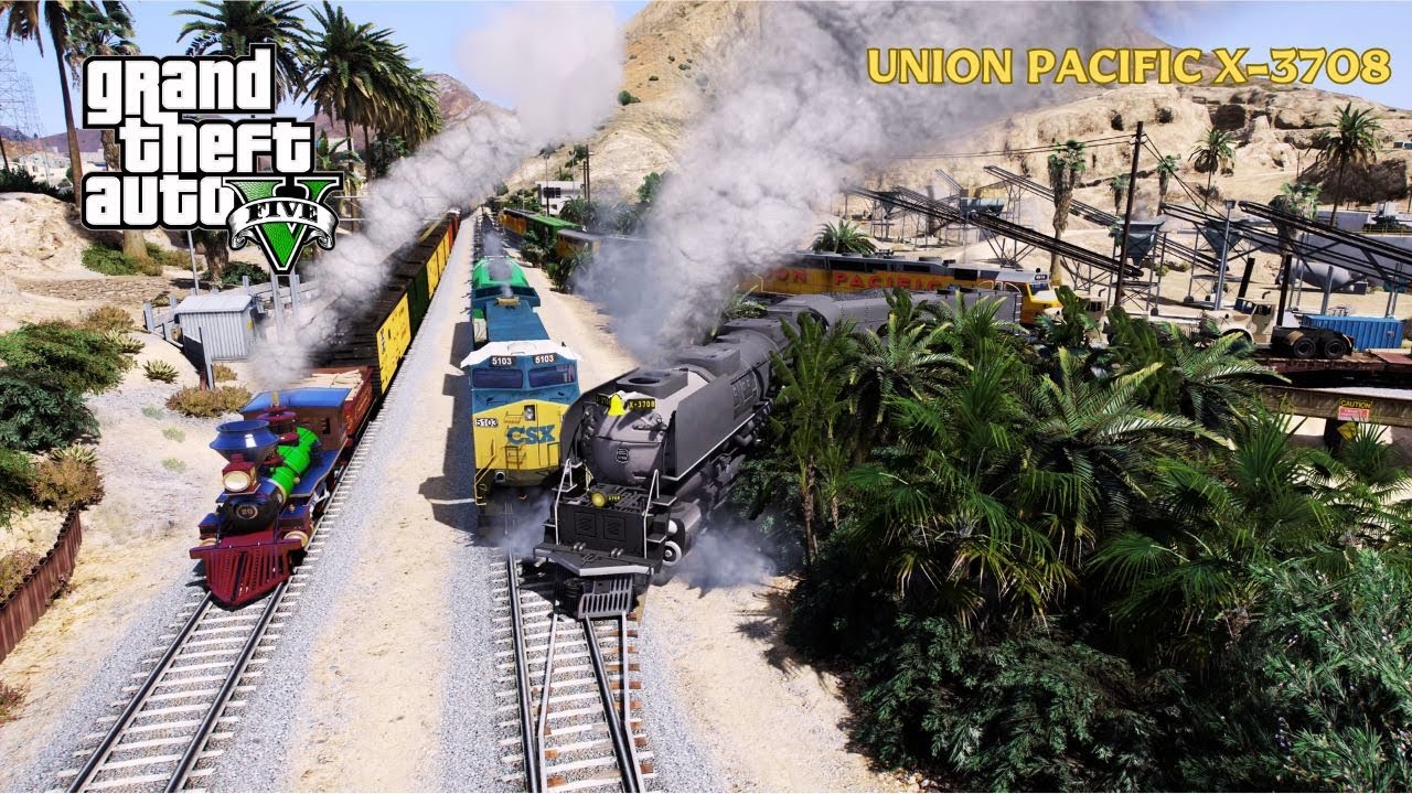Union Pacific X-3708 | Military Convoy Freight Train | Grand Theft Auto V