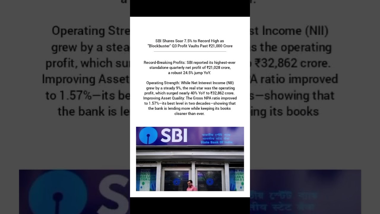 SBI Share Price EXPLODES 7.5%! 🚀 Record High After Blockbuster Q3 Results! Stock Market Latest News