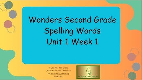 Wonders 2nd Grade Unit 1 Week 1 Spelling