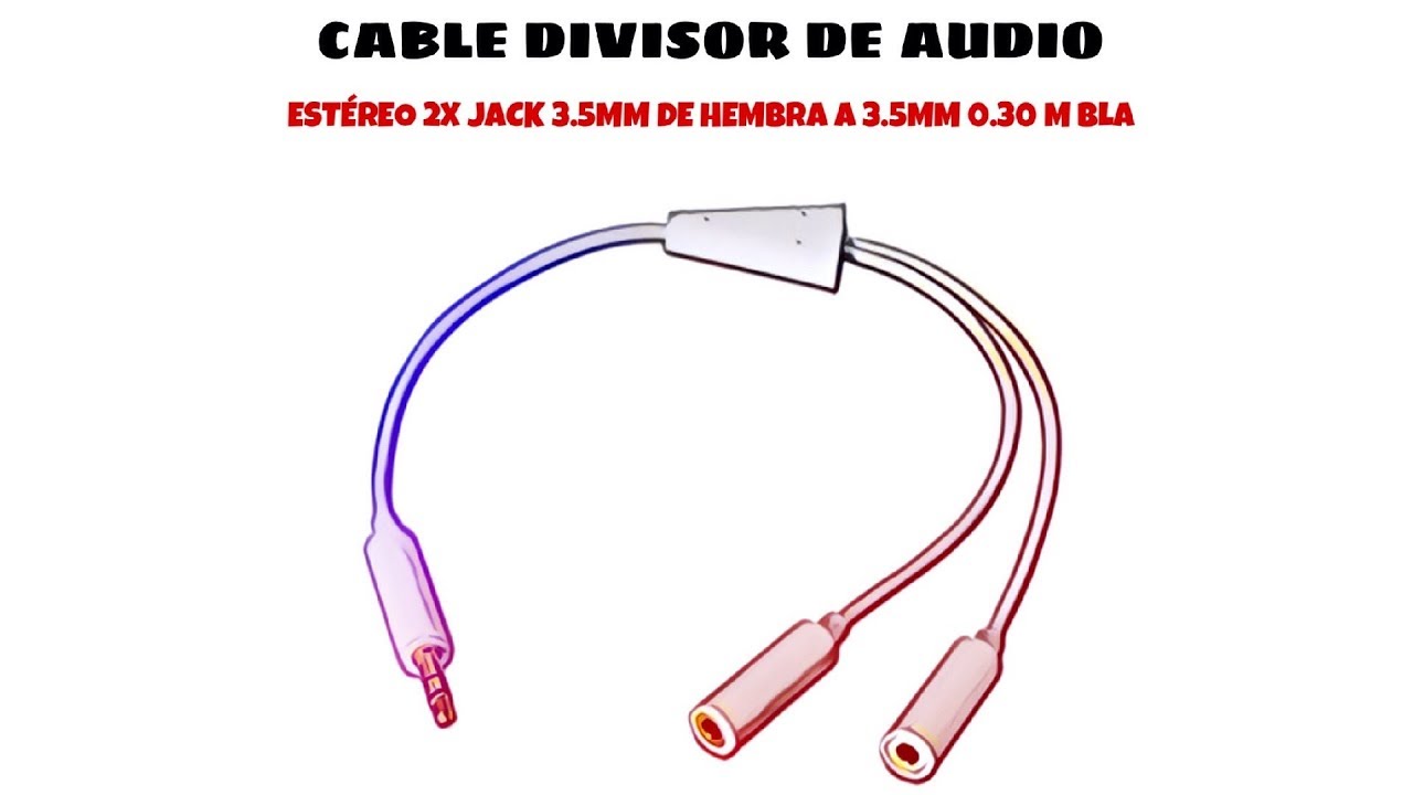 Cable divisor de audio estereo 2x Jack 3.5mm hembra a 3.5mm 0.30 M Bla ...
