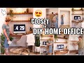 HOME OFFICE MAKEOVER!!😍 TURNING MY CLOSET INTO A HOME OFFICE | DIY WOOD SHELVES |  DECORATE WITH ME
