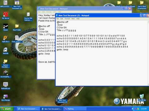 NotePad Hacks - How to make the Matrix Affect.