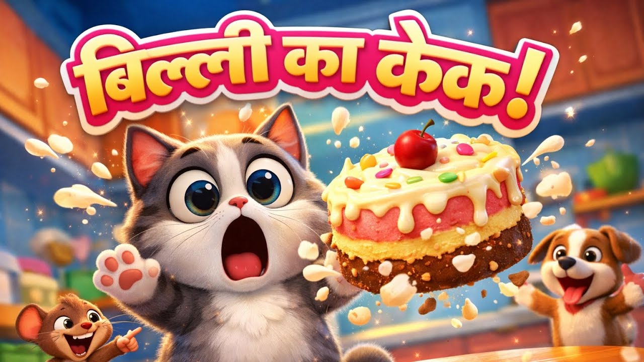 बिल्ली का केक | Funny Cat Cartoon | Hindi Rhymes for Kids | Bunty Bubbles