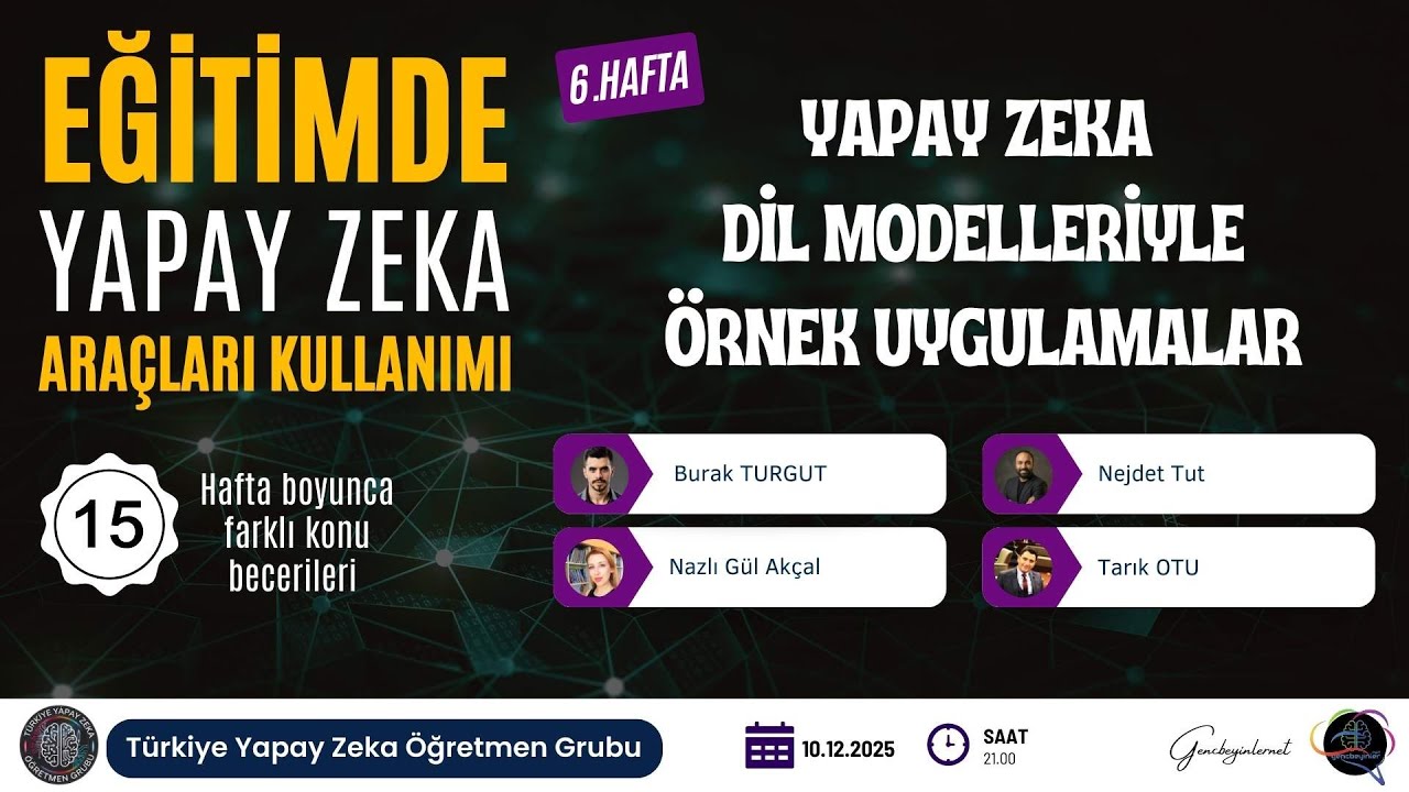 15 Haftalık Yapay Zekâ Eğitim Programı : 6.Hafta " Yapay Zeka Dil ...
