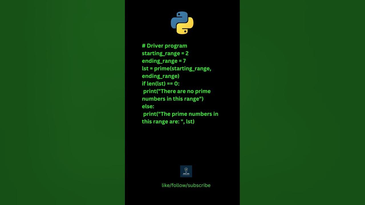 Python program to print all Prime numbers in an Interval || code in ...