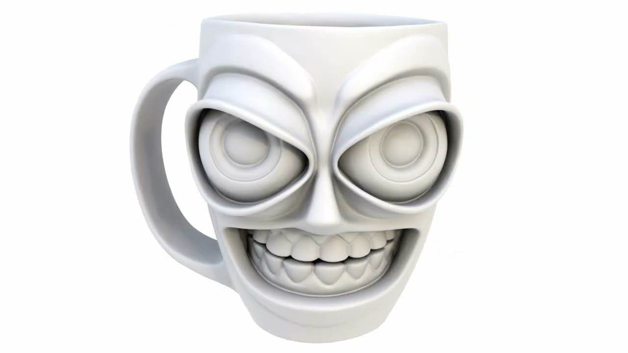 3D model of an abstract mug. A emotional mug. Superhive, CGtrader, Cults3d (no sound)