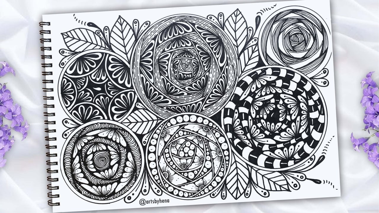 Creative Zentangle Art in Circle || Zentangle Art For Beginners