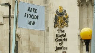 Climate activists protest outside London court
