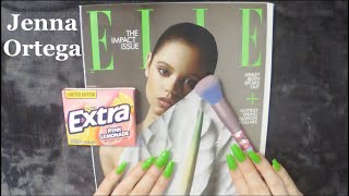 ASMR Gum Chewing Magazine Flip Through | Jenna Ortega | Whispered Page Turning