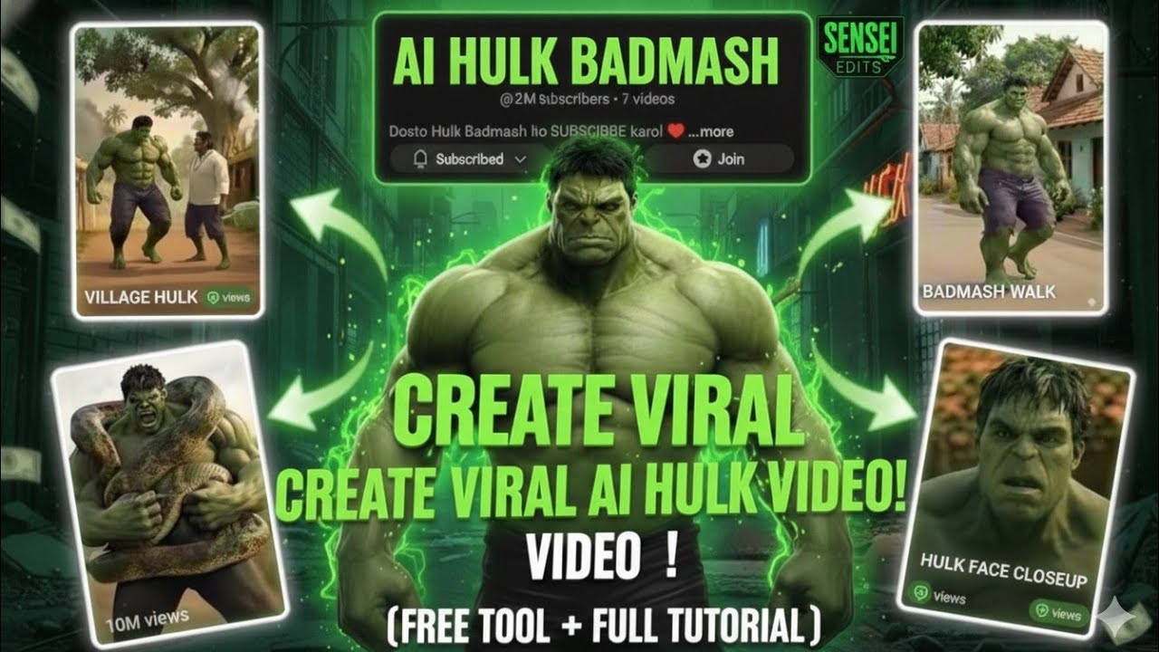 Make this trending AI hulk video and get viral on youtube 😱.| SENSEI EDITS .