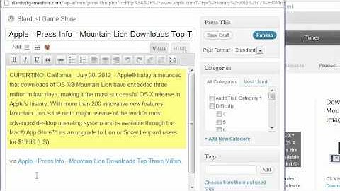 WordPress "Press This" Reblogging Tool