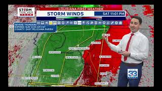 WVLA NBC Local 33/WGMB FOX 44 Louisiana First News Severe Weather Coverage February 14, 2026