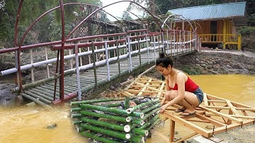 TIMELAPSE: Young girl builds a bridge bamboo over flood in 31 days - From Start to Finish