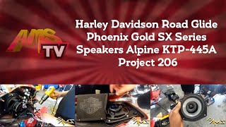 Bagger stereo on this Harley Road Glide with Phoenix Gold in Los Angeles