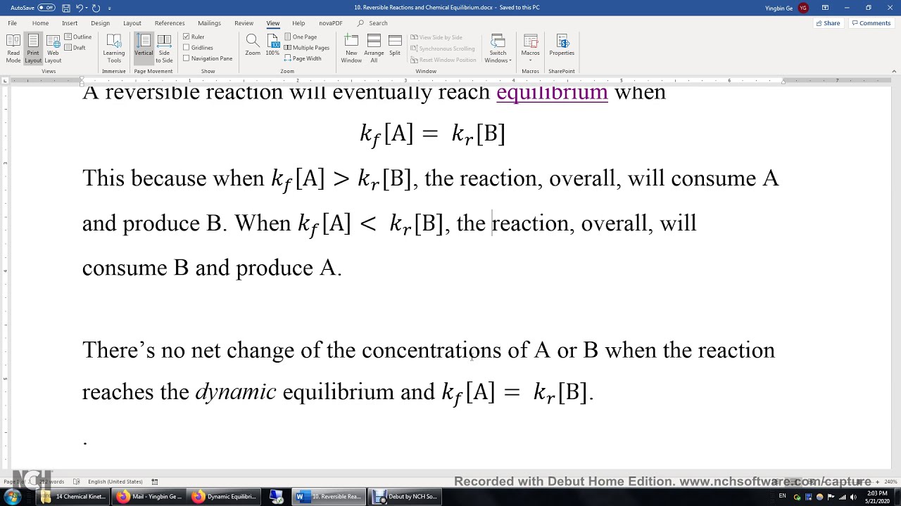 Kinetics 10  Reversible Reactions and Chemical Equilibrium