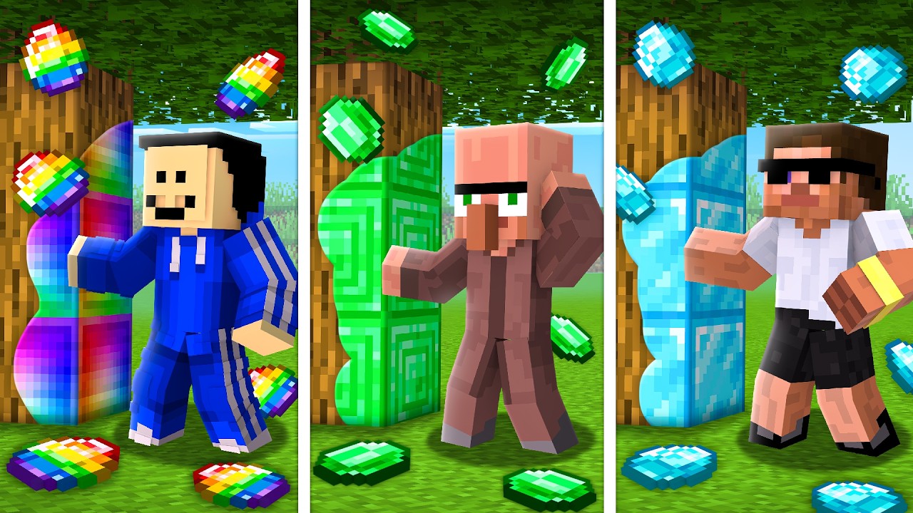 Diamond vs Emerald Touch Battle in Minecraft..