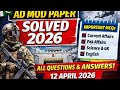 AD MOD Paper Solved 12 April 2026 | Complete MCQs with Answers | MOD Test Preparation