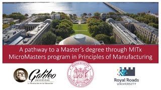 Principles of Manufacturing Pathway Webinar with MIT, Galileo University and Royal Roads University