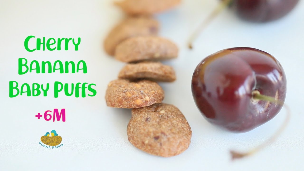 Cherry Banana Baby Puffs +6m recipe - Dairy Free and GF | BuonaPappa