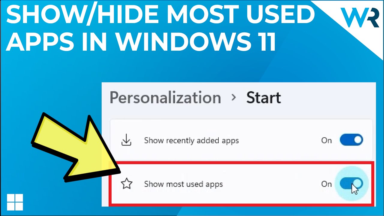 How To Show Or Hide Most Used Apps In The Start Menu On Windows 11 