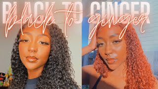 DYEING MY HAIR FROM BLACK TO GINGER || Bleach Bath &amp; Watercolor Method ft. DyHair777