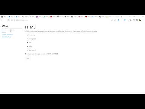 Wiki. -- CS50’s Web Programming with Python and JavaScript.