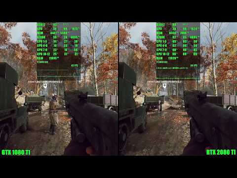Battlefield 5 RTX 2080 TI Vs GTX 1080 TI Ultra Settings трассировки лучей включена