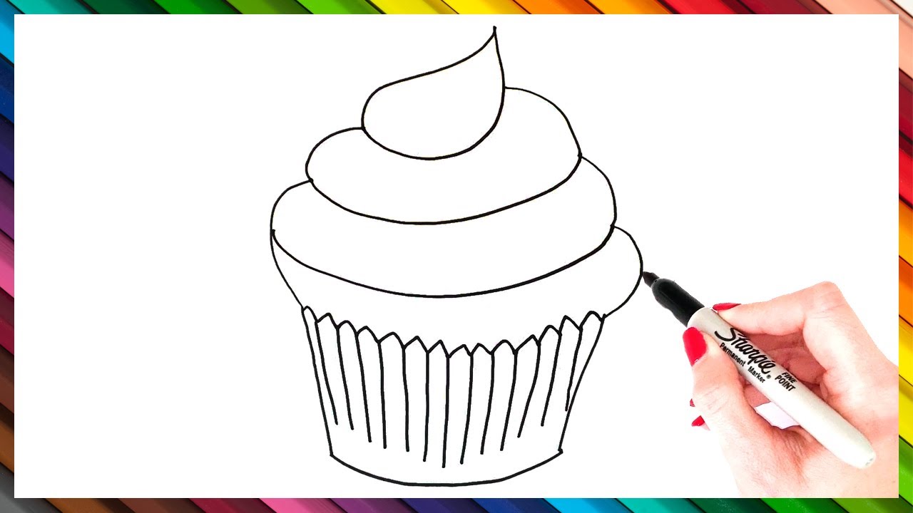 Hand Drawn Cupcake Sketch Black White Stock Vector (Royalty Free)  1166358286 | Shutterstock