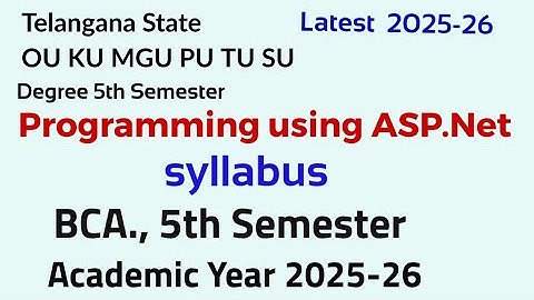 Programming using ASP.Net | Syllabus | 2025 - 26 | BCA., 5th semester OU KU MGU PU TU