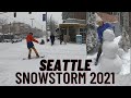 Seattle SNOWSTORM 2021 - Snow in Eastlake! Sledding, Skiing, and Snowmen. Blizzard!!