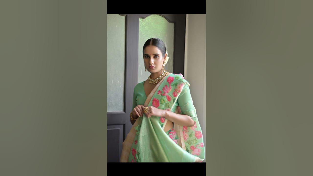 Multi colour floral printed silk saree for school function reception