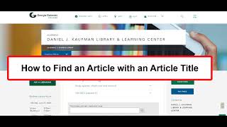 How to Find an Article with an Article Title