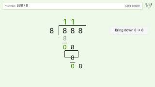 Long Division Problem 888/8: Step-by-Step Video Solution