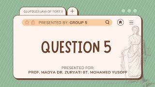 GLUP2023 Tort Law II Assignment 1 (Group 5) - Video Presentation