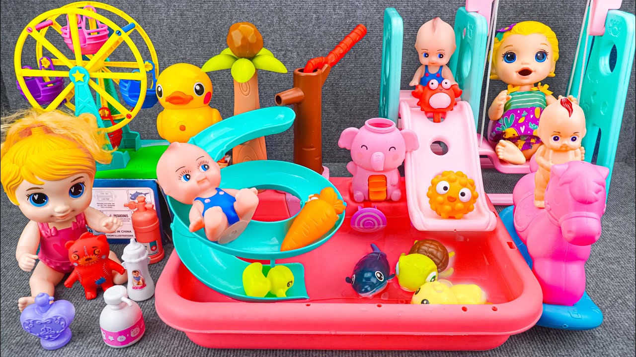 [🐰toy asmr🐰] Pink Rocking Horse & Waterpark Funny Slider ASMR Satisfying with Unboxing No Talking