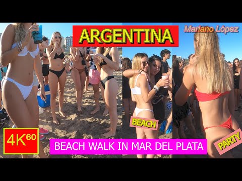 4K⁶⁰ - 👉 BEACH WALK (Playa Grande) 🏖️ - ARGENTINA - Mar del Plata - SUMMER ☀️ Travel