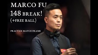 Snooker 148 Break by Marco Fu! (RARE total clearance + Free ball) [Practice match frame. Nov. 2020]