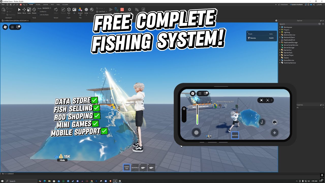 FREE MODEL Complete Fishing System! - YouTube