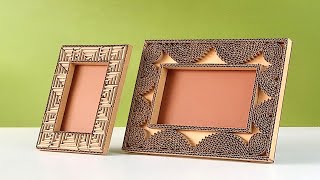 How to create beautiful photo frame only using cardboard / easy homemade DIY screenshot 3