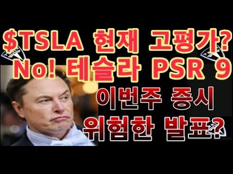   TSLA 현재 고평가 No 테슬라 PSR 9 이번 주 증시 위험한 발표 Tesla 주가 TSLA 차트 체크 나스닥 테슬라 투자