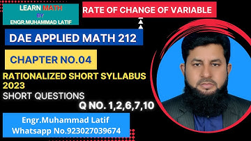 DAE | Math 212 | 2nd year | chapter no 4 | Short Questions | Q No.1,2,6,7,10 | Short Syllabus 2023