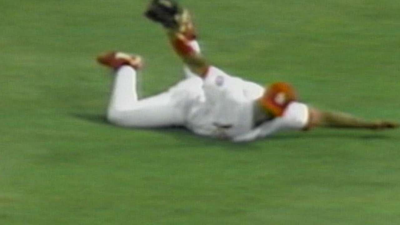 Ray Lankford makes diving catch, doubles up Ordonez